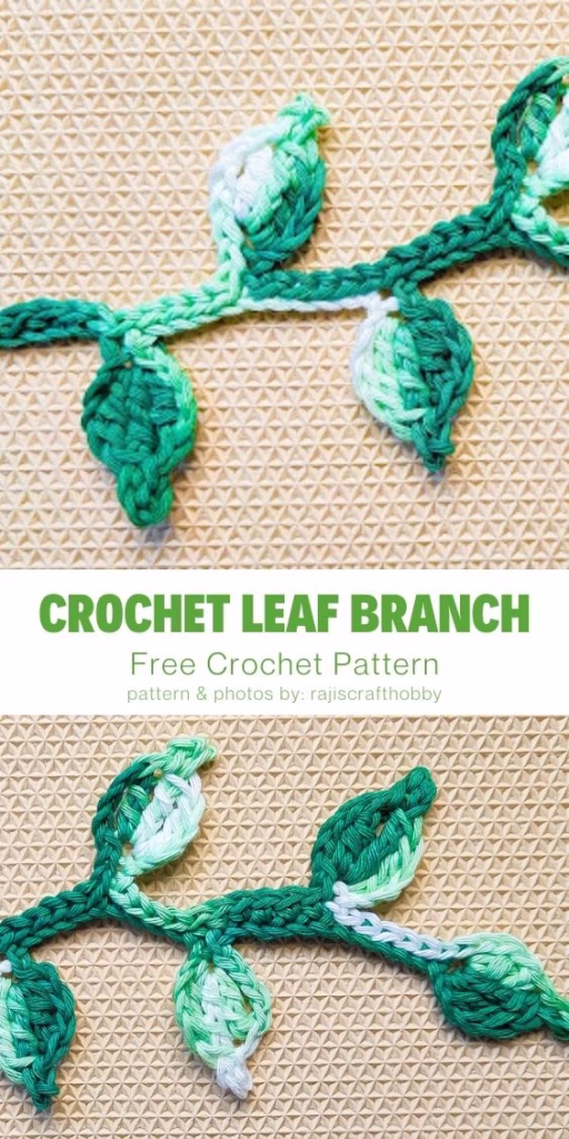 11. Easy Crochet Leaf Branch