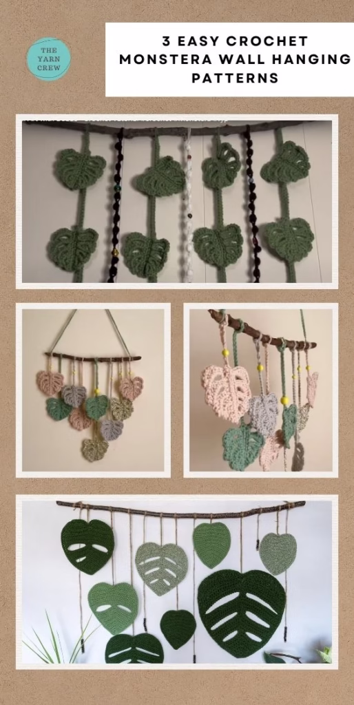 MAIN PIN 2 - 3 Easy Crochet Monstera Wall Hanging Patterns - The Yarn Crew