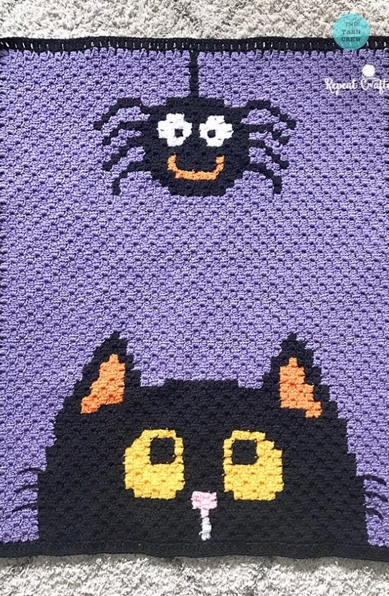 BLOG PHOTO 11 - Crochet Halloween C2C Blanket - Crochet Pattern Curated by TheYarnCrew