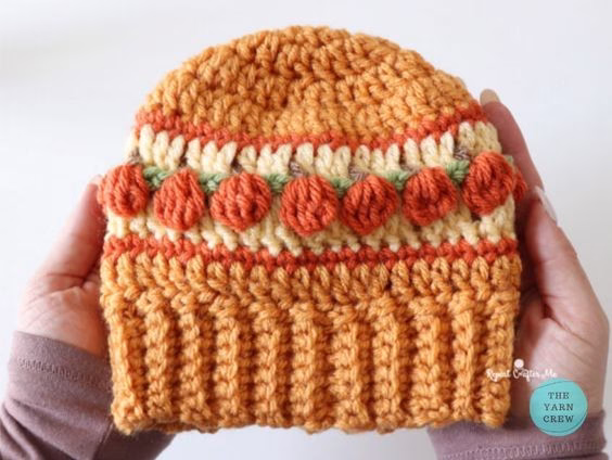 BLOG PHOTO 15 - Pumpkins in a Row Crochet Hat - Crochet Pattern Curated by TheYarnCrew