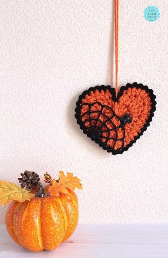 BLOG PHOTO 4 - Crochet Halloween Heart Ornament - Crochet Pattern Curated by TheYarnCrew