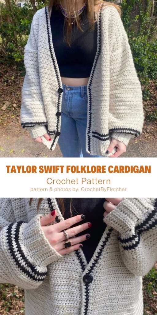02 - Taylor Swift Folklore Cardigan - 7 Taylor Swift Inspired Folklore Cardigan Crochet Patterns - The Yarn Crew