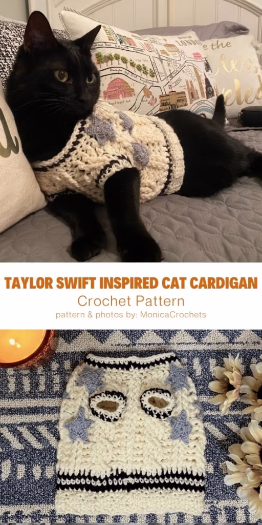 04 - Taylor Swift Inspired Cardigan Cat - 7 Taylor Swift Inspired Folklore Cardigan Crochet Patterns - The Yarn Crew