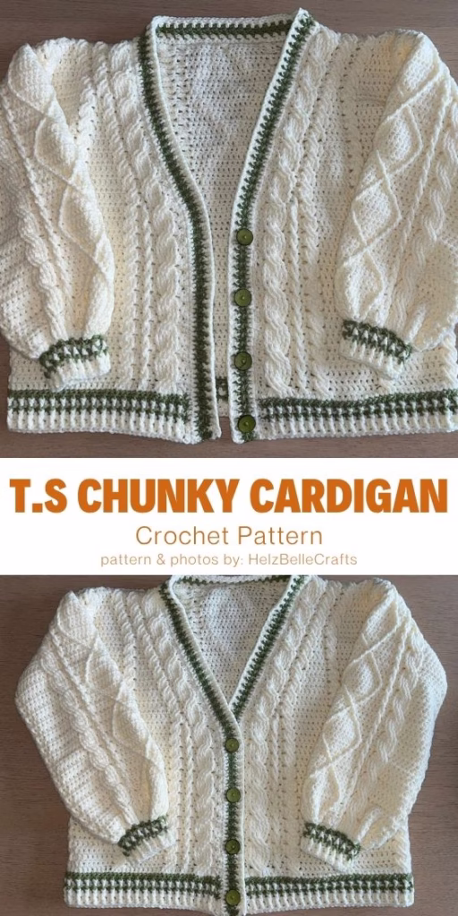 06 - T.S Chunky Cardigan - 7 Taylor Swift Inspired Folklore Cardigan Crochet Patterns - The Yarn Crew