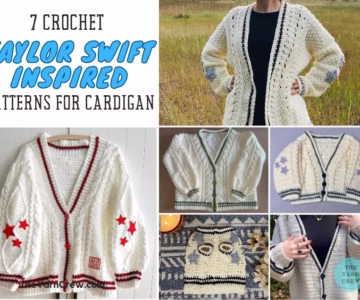 BLOG POSTER - 7 Taylor Swift Inspired Folklore Cardigan Crochet Patterns - The Yarn Crew