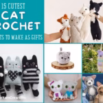 A collage of 6 crochet cat patterns from a roundup called 15 Cutest Cat Crochet Projects To Make As Gifts by The Yarn Crew by Ariana Wimsett